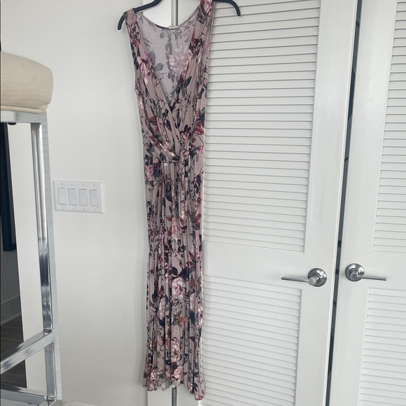 Les Amis Dresses & Skirts - Sleeveless Pink Floral Maxi Dress with Wrap Bodice